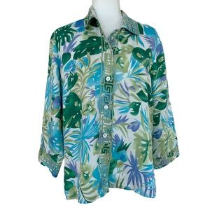 Vintage Savvy by Rafael Silk Top Blouse with Tropical Print